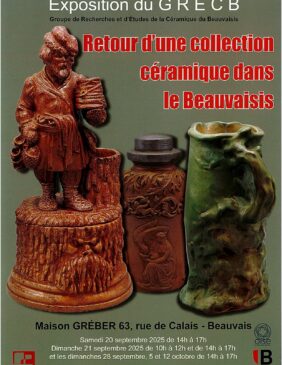 affiche de l'exposition d'une collection céramique au GRECB - Agrandir l'image, fenêtre modale