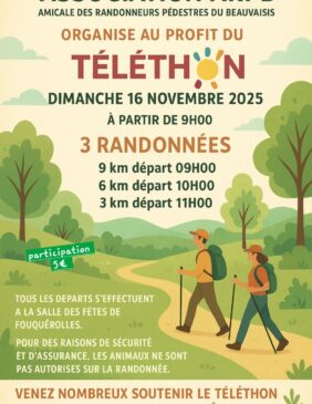Flyer évent - Une marche pédestre à Fouquerolles au profit du Téléthon