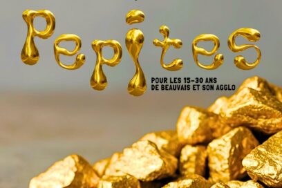 Cette image est une affiche publicitaire pour un programme d'accompagnement artistique intitulé « Pépites ». - Agrandir l'image, fenêtre modale