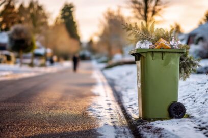 Visuel avec une poubelle, la neige dehors. - Agrandir l'image, fenêtre modale