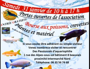 Portes ouvertes de l'Association Beauvaisienne d'Aquariophilie samedi 31 janvier 2026 à Beauvais