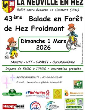 La 43e édition de la Balade en Forêt de Hez-Froidmont se tiendra le dimanche 1er mars 2026 à La Neuville-en-Hez. - Agrandir l'image, fenêtre modale