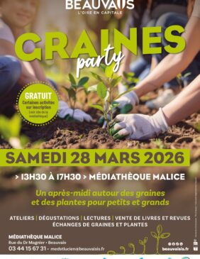 Graines party samedi 28 mars 2026 de 13h30 à 17h30 à la médiathèque malice : Un après midi autour des graines et des plantes pour petits et grands - Agrandir l'image, fenêtre modale